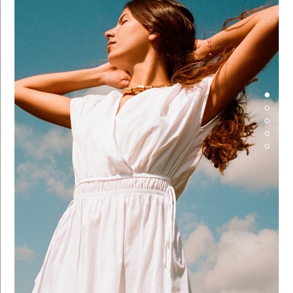 Zara white elastic waist cotton poplin dress - Picture 4 of 7